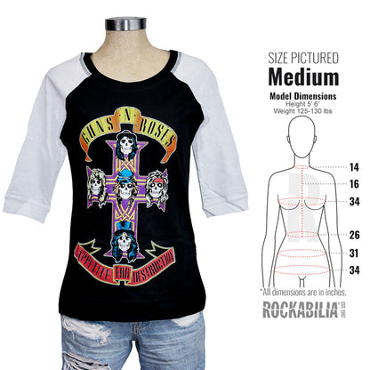 Appetite For Destruction Ladies Raglan Tee Junior Top