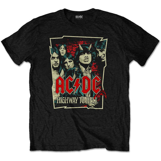 AC/DC Highway To Hell Sketch Slim Fit T-shirt Front