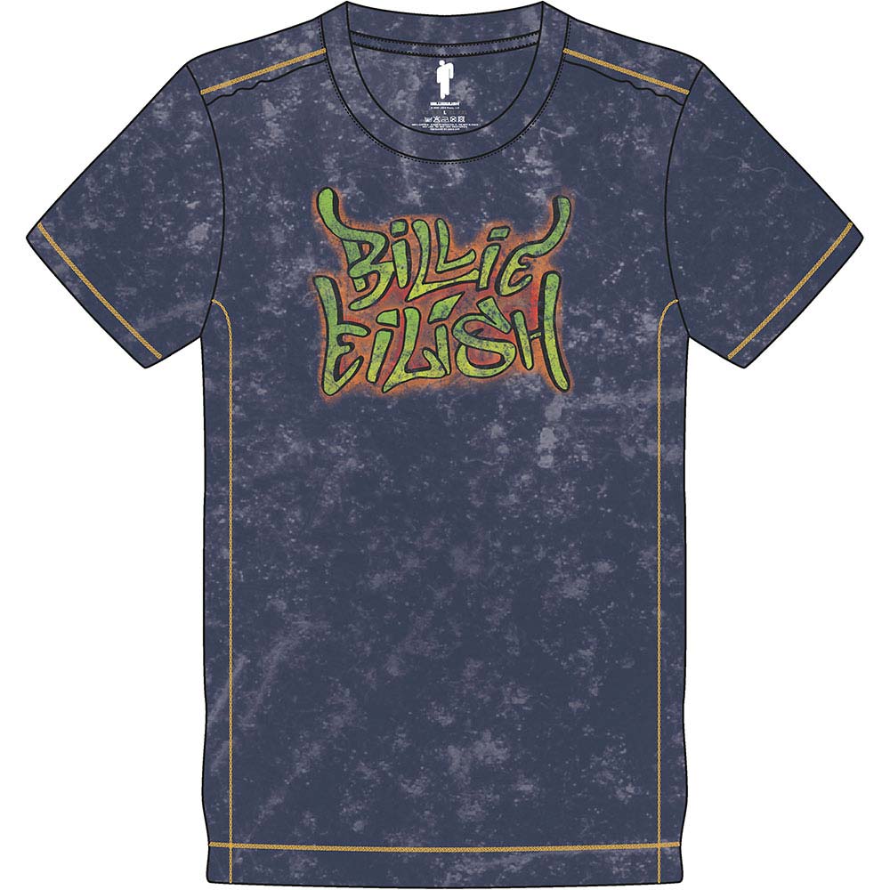 Billie Eilish Graffiti (Snow Wash) Vintage T-shirt Front