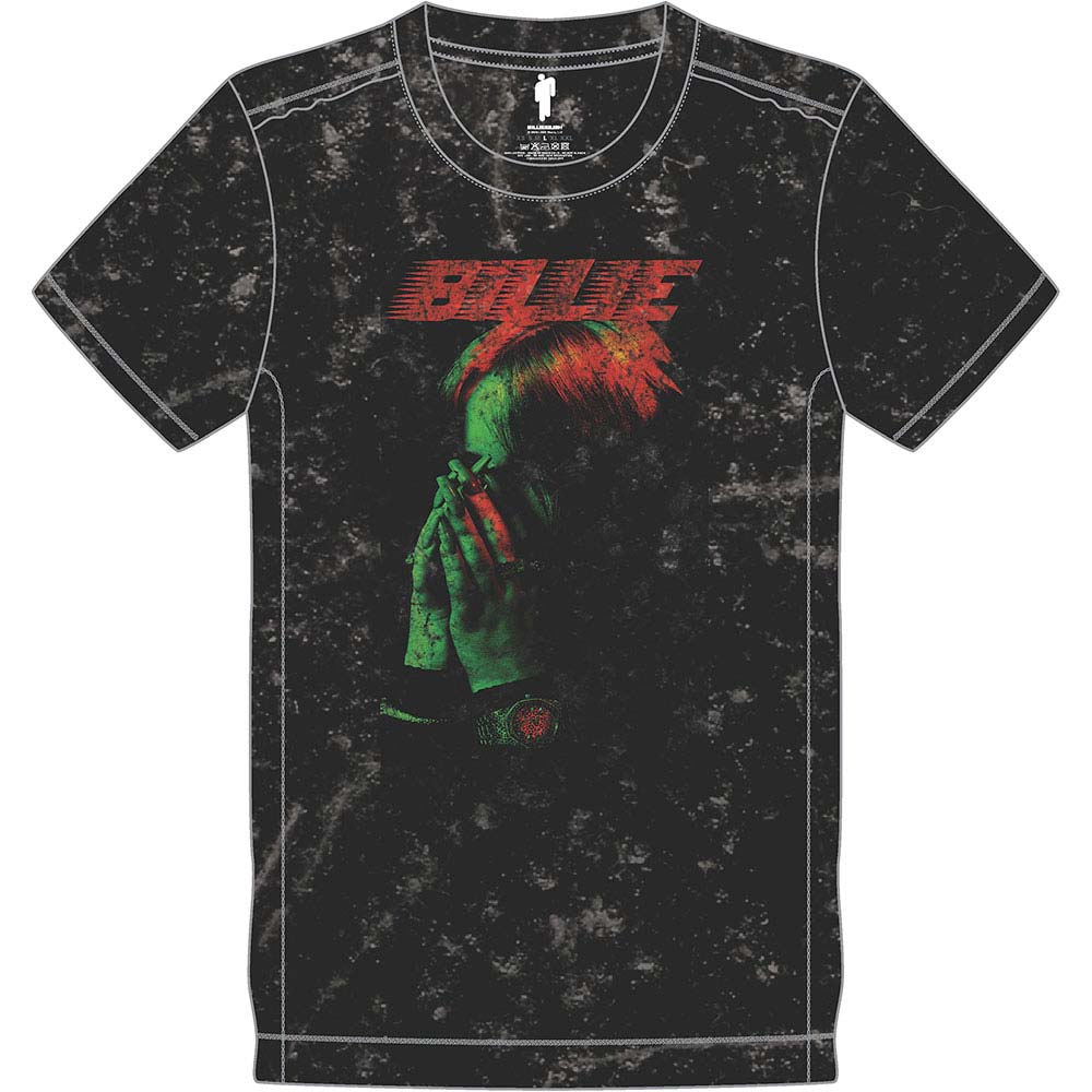 Billie Eilish Hands Face (Snow Wash) Vintage T-shirt Front