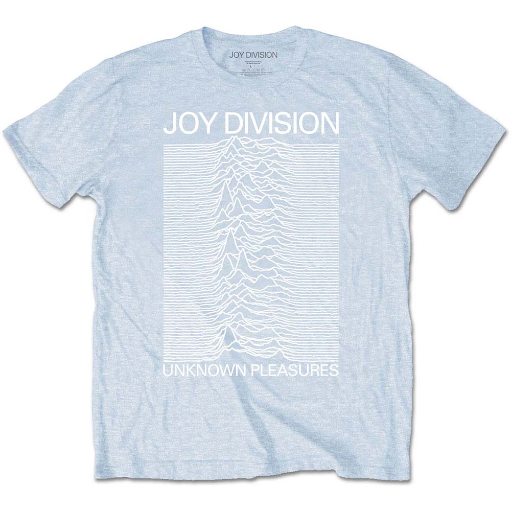 Joy Division Unknown Pleasures White On Blue Slim Fit T-shirt Front