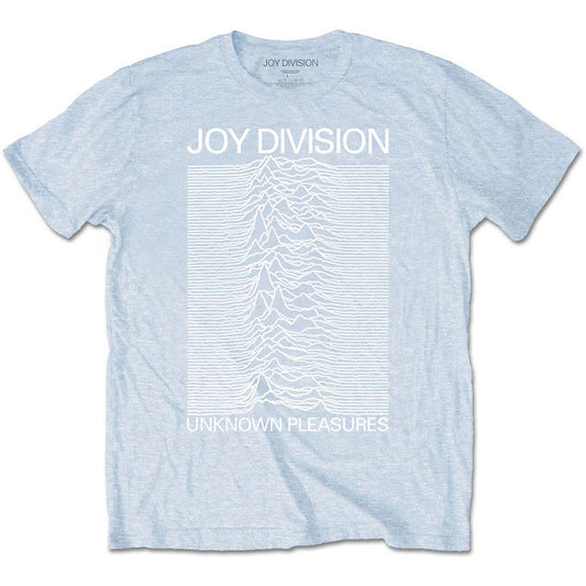 Joy Division Unknown Pleasures White On Blue Slim Fit T-shirt Front