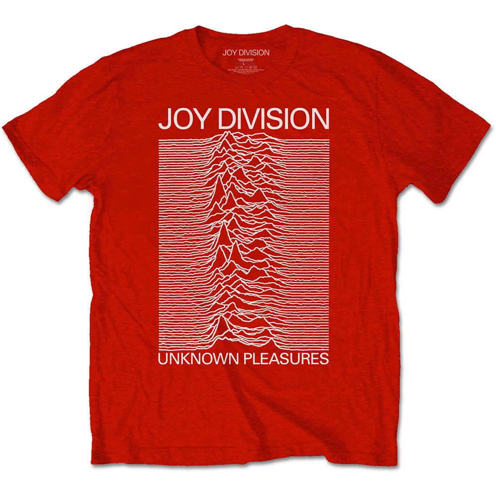 Joy Division Unknown Pleasures White On Red Slim Fit T-shirt Front