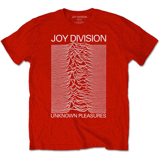 Joy Division Unknown Pleasures White On Red Slim Fit T-shirt Front