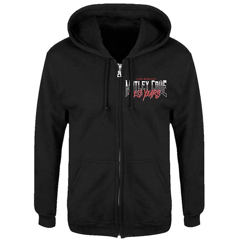 Motley Crue 40 Years (Back Print) Zippered Hooded Sweatshirt Front