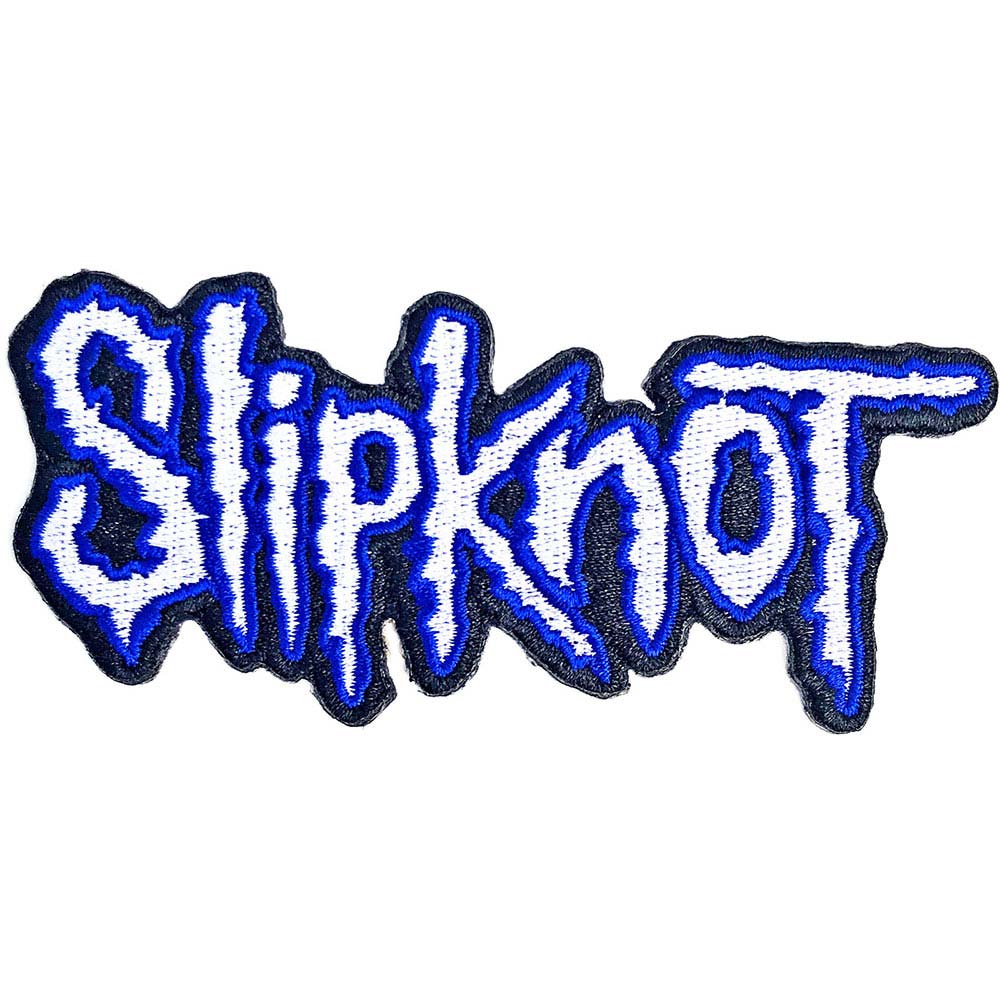 Slipknot Cut-Out Logo Blue Border Embroidered Patch Front