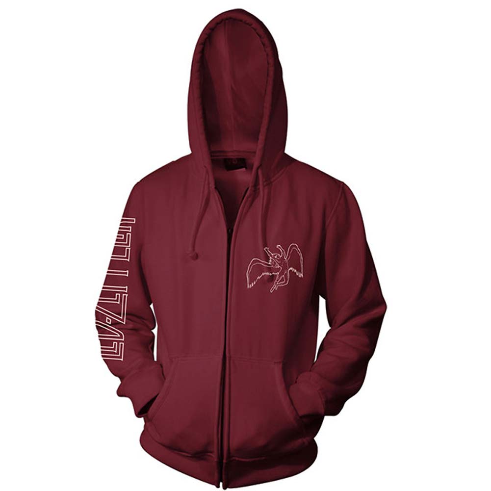 Led Zeppelin Symbols (Back Print) Zippered Hooded Sweatshirt Front