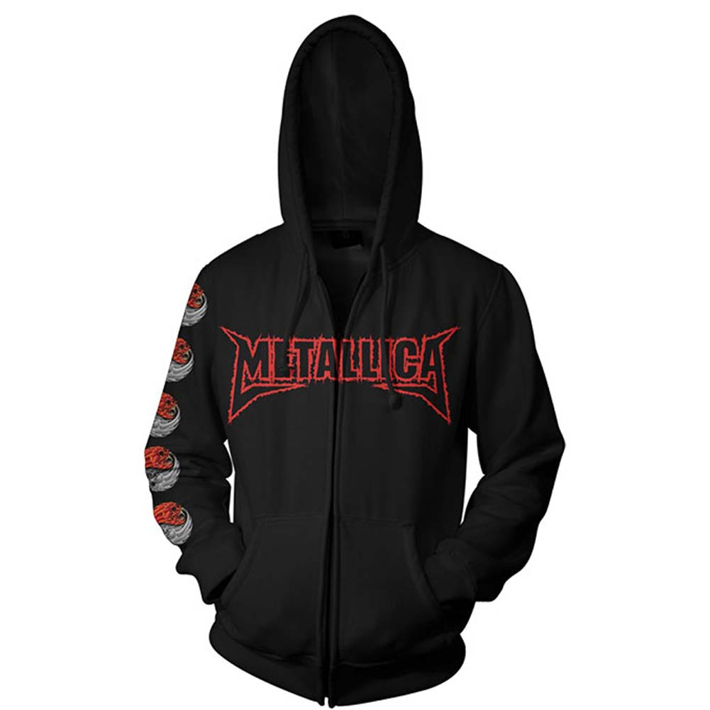 Metallica Yin Yang (Back Print) Zippered Hooded Sweatshirt Front