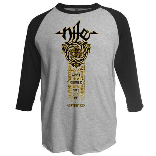 Nile Scarab Gold Outline Tour Dates Raglan Baseball Jersey Front