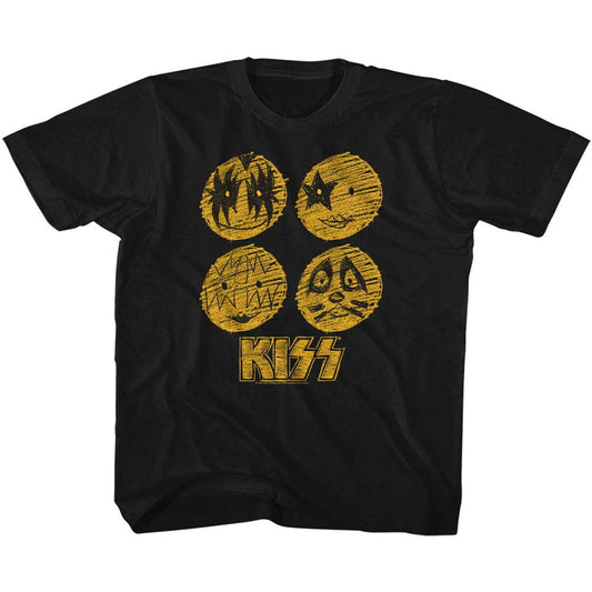 KISS Sketchy Faces Kids Childrens T-shirt Front