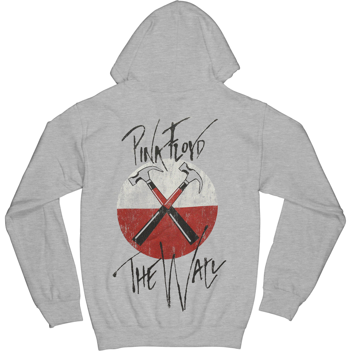 Pink Floyd The Wall Faded Hammers Logo (Back Print) Zippered Hooded Sweatshirt Back
