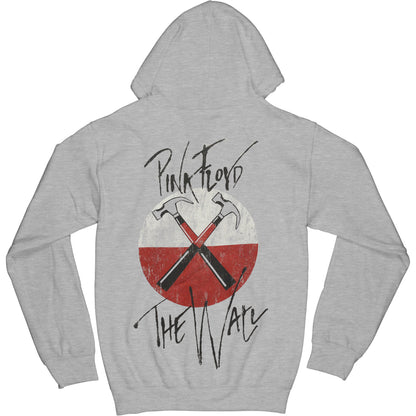 Pink Floyd The Wall Faded Hammers Logo (Back Print) Zippered Hooded Sweatshirt Back