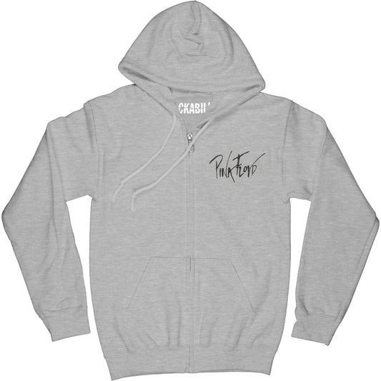 Pink Floyd The Wall Faded Hammers Logo (Back Print) Zippered Hooded Sweatshirt Front