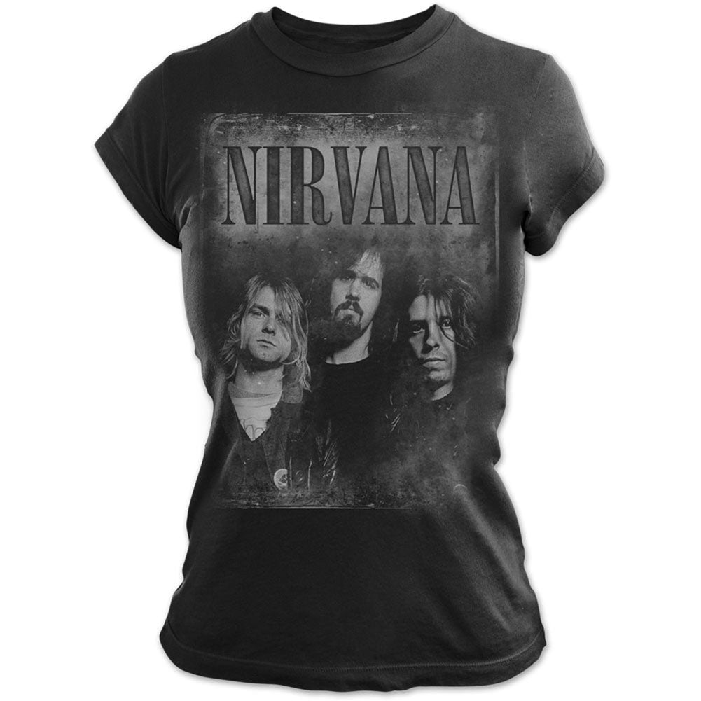 Nirvana Faded Faces Ladies Tee Junior Top Front