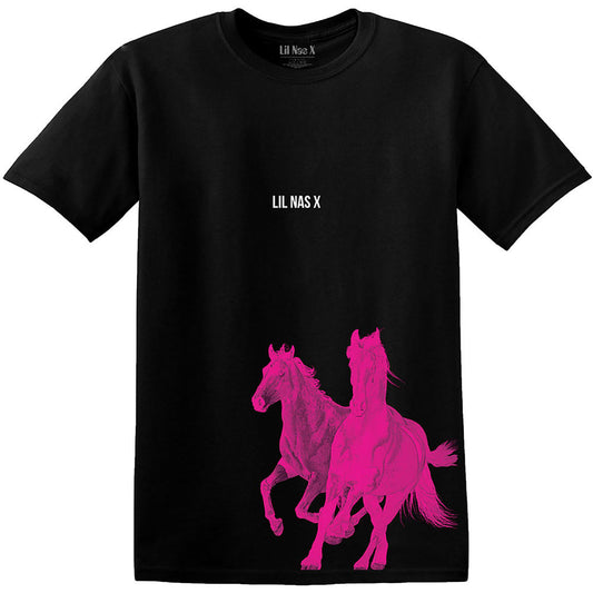 Lil Nas X Pink Horses Slim Fit T-shirt Front