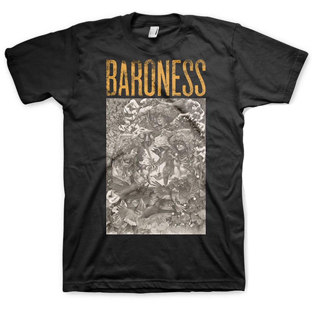 Baroness Gold & Grey (Back Print) Slim Fit T-shirt Front
