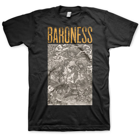 Baroness Gold & Grey (Back Print) Slim Fit T-shirt Front
