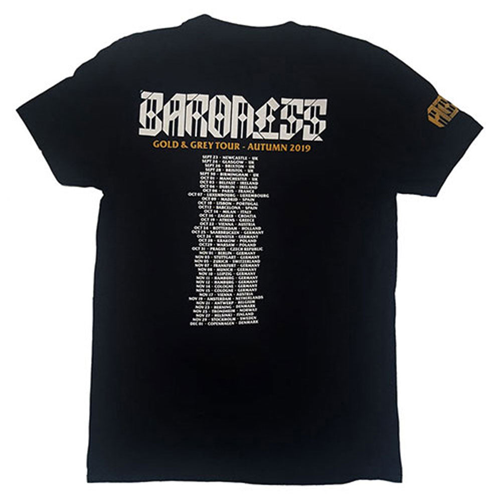 Baroness Gold & Grey Date back (Ex-Tour/Back Print) Slim Fit T-shirt Back