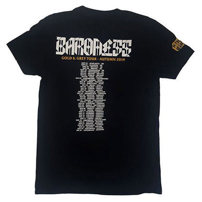 Baroness Gold & Grey Date back (Ex-Tour/Back Print) Slim Fit T-shirt Back