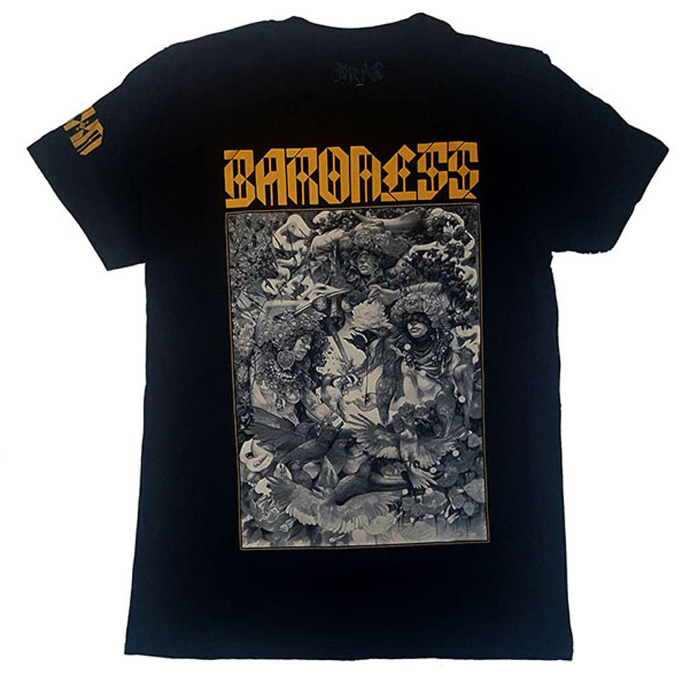 Baroness Gold & Grey Date back (Ex-Tour/Back Print) Slim Fit T-shirt Front