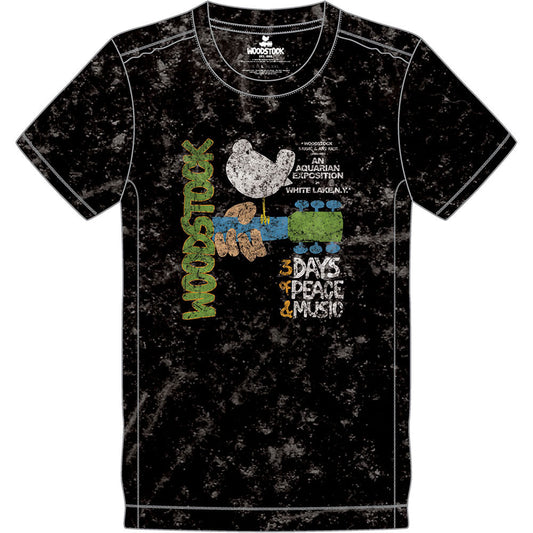 Woodstock Poster Snow Wash Tee Vintage T-shirt Front