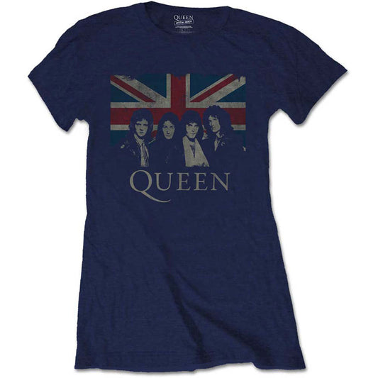 Queen Vintage Union Jack Ladies Tee Junior Top Front