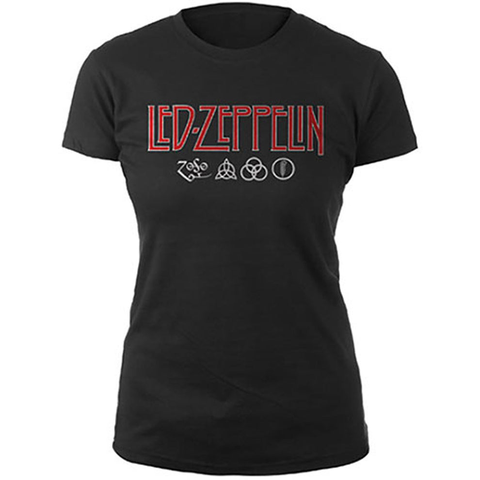 Officially licensed Led Zeppelin four symbols Ladies Tee