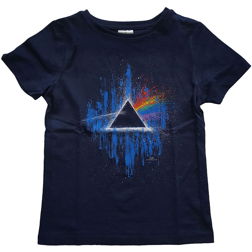 Pink Floyd Dark Side of The Moon Blue Splatter Kids Tee Childrens T-shirt Front