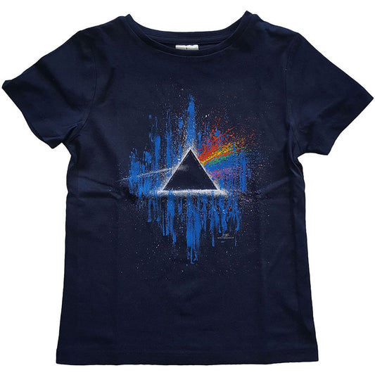Pink Floyd Dark Side of The Moon Blue Splatter Kids Tee Childrens T-shirt Front