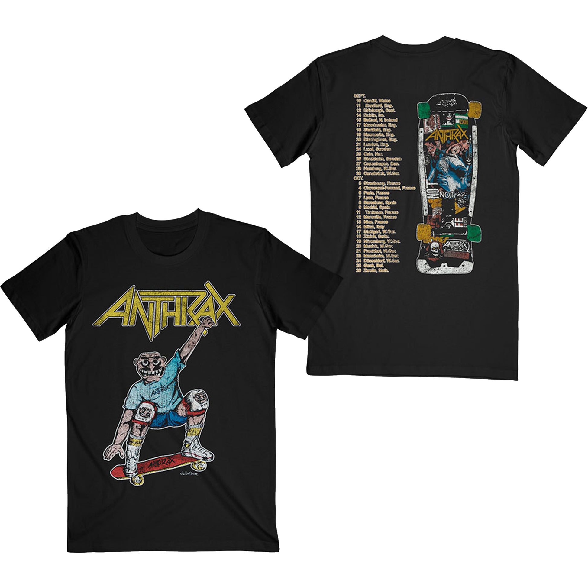 Anthrax Spreading Skater Notman Vintage (Back Print) Slim Fit T-shirt Front