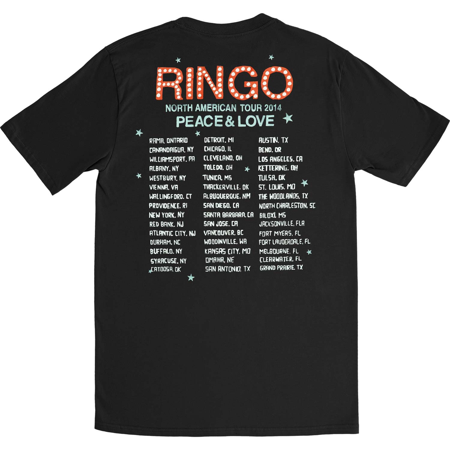 Ringo Starr Peace Rays 2014 Tour Slim Fit T-shirt Back
