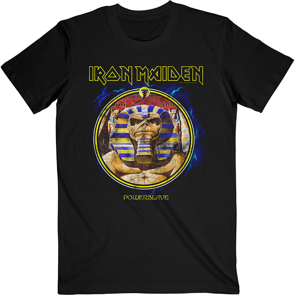 Iron Maiden Powerslave Mummy Circle Slim Fit T-shirt Front