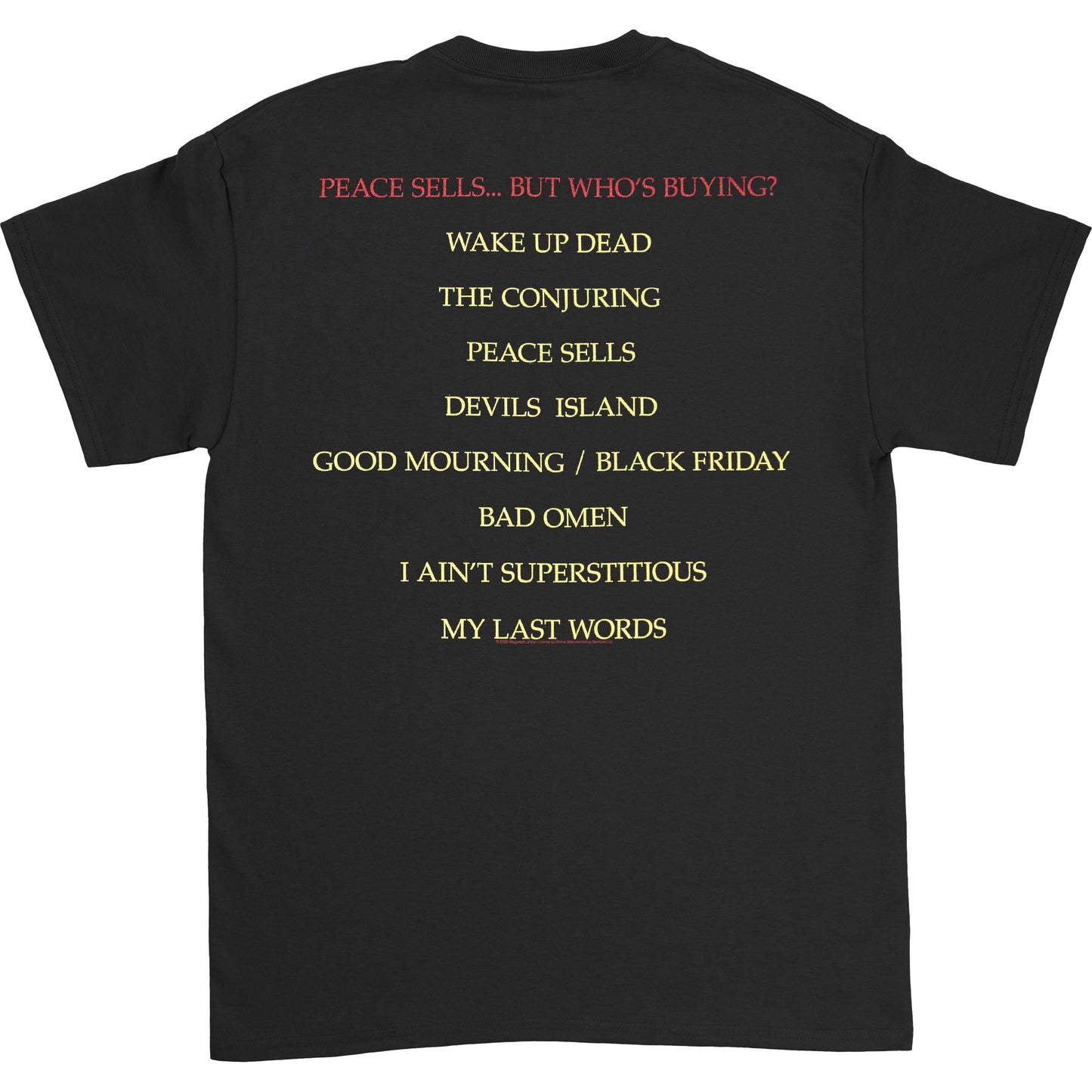 Megadeth Peace Sells... Track list (Back Print) Slim Fit T-shirt Back