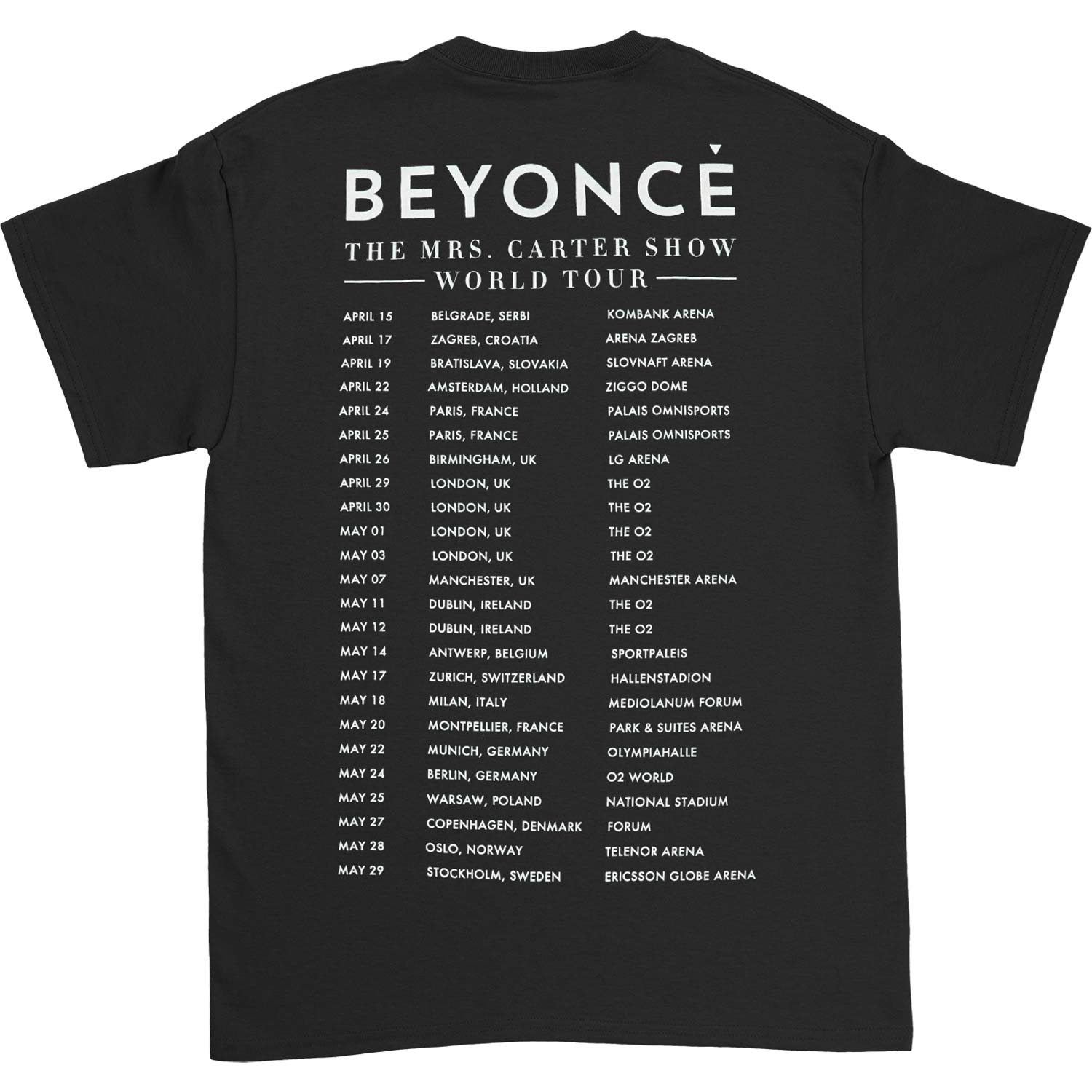 Official Beyonce The Mrs. Carter Show World Tour Tee T-shirt