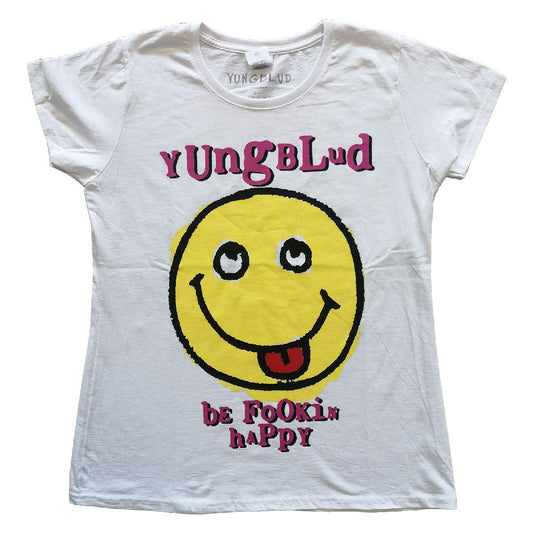 Yung Blud Raver Smile (Back Print) Ladies T-Shirt Junior Top Front