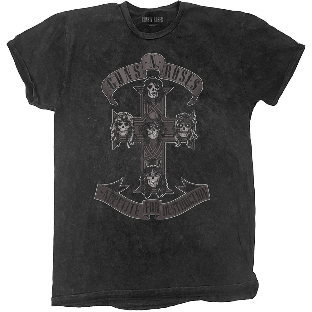 Guns N Roses Monochrome Cross (Dip-Dye) Tie Dye T-shirt Front