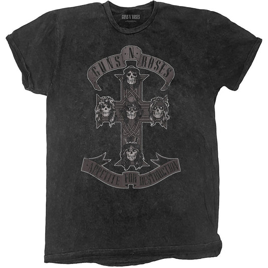 Guns N Roses Monochrome Cross (Dip-Dye) Tie Dye T-shirt Front