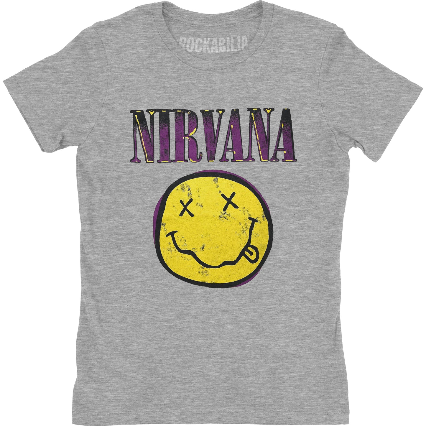 Nirvana Xerox Smiley Pink Ladies T-Shirt Junior Top Front