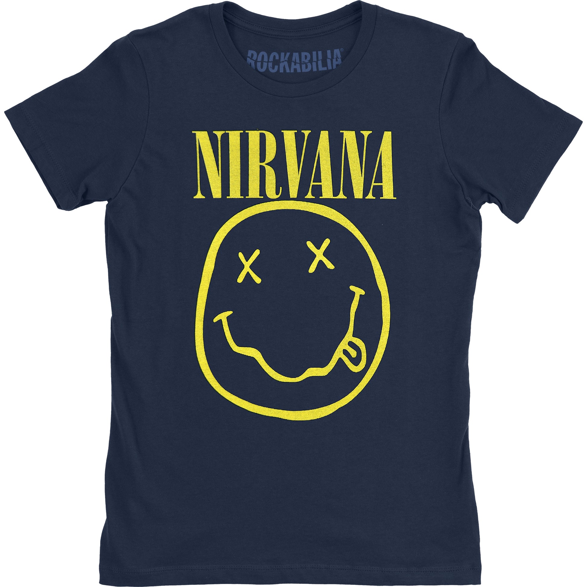 Nirvana Yellow Smiley Ladies T-Shirt Junior Top Front