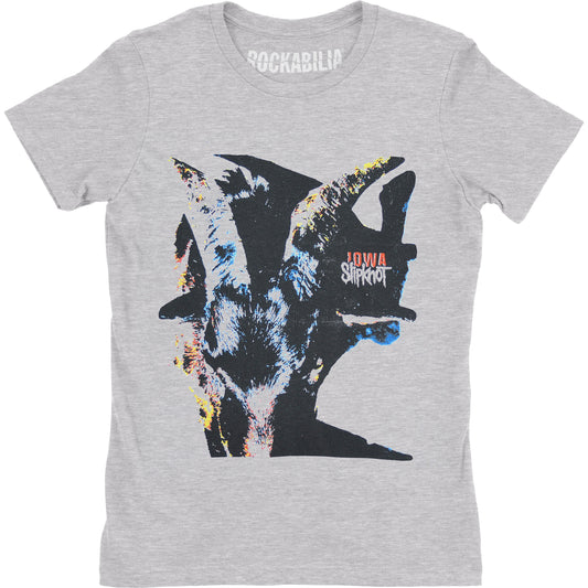Slipknot Iowa Goat Shadow (Back Print) Ladies T-Shirt Junior Top Front