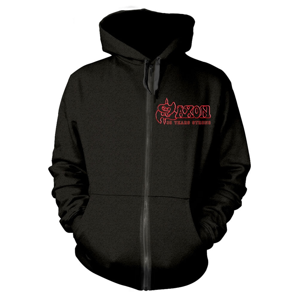 Saxon Strong Arm Of The Law Zippered Hooded Sweatshirt Front