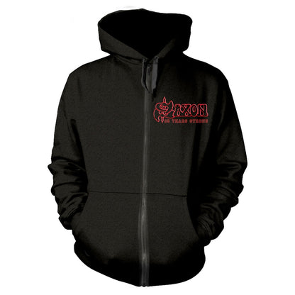 Saxon Strong Arm Of The Law Zippered Hooded Sweatshirt Front
