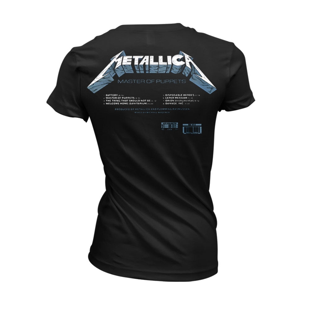 Metallica Master Of Puppets Tracks (black) Womens T-shirt Back