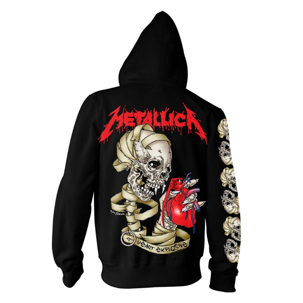 Metallica Heart Explosive Zippered Hooded Sweatshirt Back