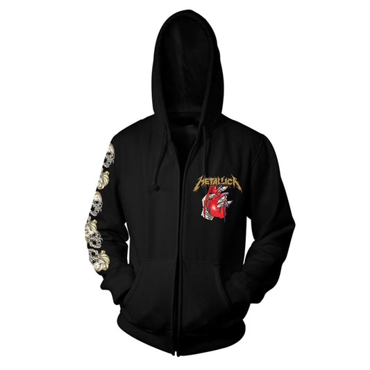 Metallica Heart Explosive Zippered Hooded Sweatshirt Front