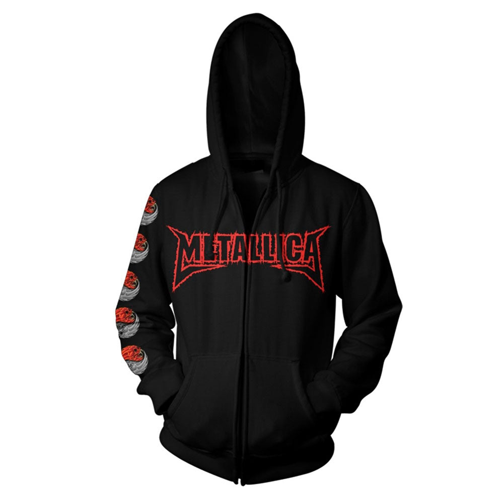 Metallica Yin Yang Zippered Hooded Sweatshirt Front