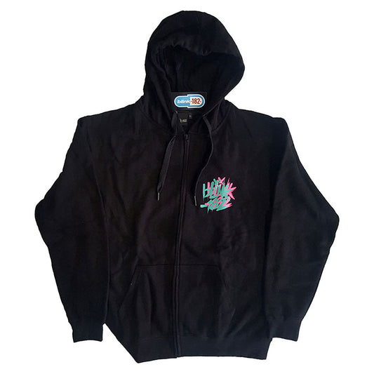 Blink 182 Double Six Arrow Smiley (Back Print) Zippered Hooded Sweatshirt Front