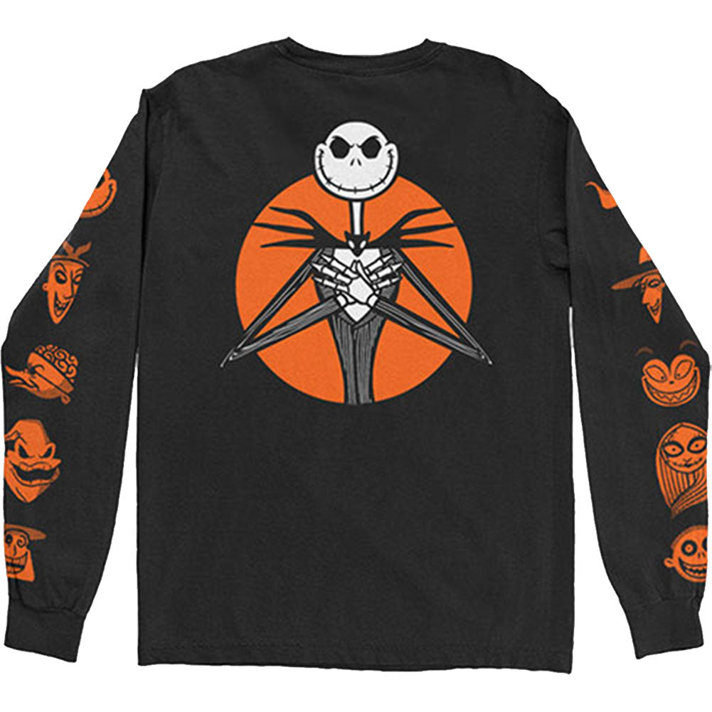 Nightmare Before Christmas All Characters Orange (Back & Sleeve Print) Long Sleeve Back