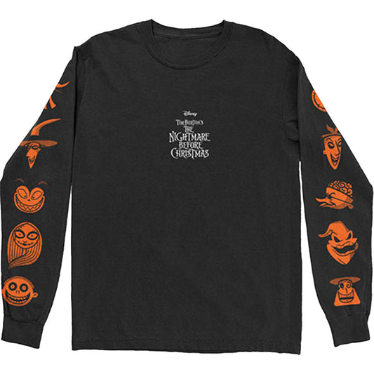 Nightmare Before Christmas All Characters Orange (Back & Sleeve Print) Long Sleeve Front