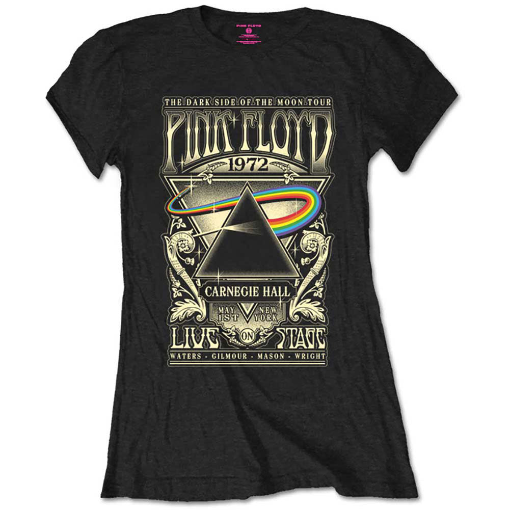Pink Floyd Carnegie Hall Poster (Retail Pack) Ladies T-Shirt Junior Top Front